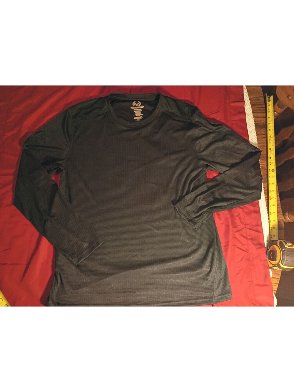 Realtree Men's Long Sleeve Performance Shirt XL Black Polyester Blend